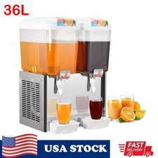 36L Commercial Cold Beverage Juice Dispenser Frozen Ice Drink 9.5 Gal 2 Tanks