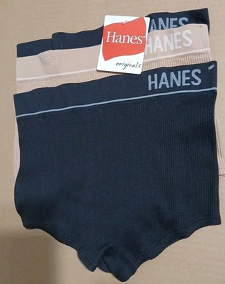 NEW WOMEN'S SIZE SMALL HANES ORIGINALS SEAMLESS RIB BOYFIT UNDERWEAR 3-PACK - Image 1 of 4