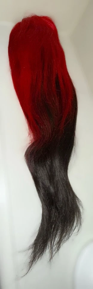 Красивый, 28 дюймов, 100% человеческих волос, косплей или весело стиль, красный сверху w/черный концы парик - Изображение 3 из 4