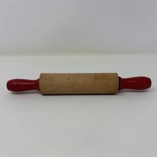 VTG Betty Taplin Rolling Pin Child's Toy Miniature Kitchen Utensil Red Handles