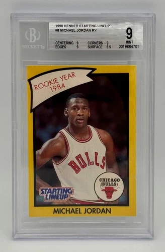 1990-91 KENNER Starting Lineup MICHAEL JORDAN (ROOKIE YEAR 84 Yellow Card) BGS 9