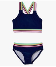 NWT Kanu Surf Girls' UPF 50 Sport Athletic Bikini Swimsuit Bobby Navy, 12