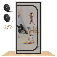 Upgraded Reinforced Cat Screen Door Heavy Duty Two Way Zip Fits 34x80 Inch