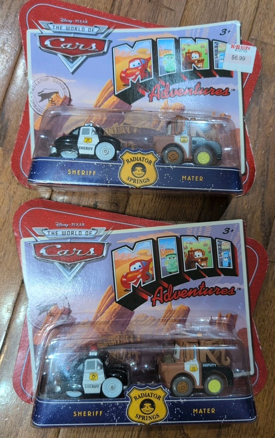 Lot Of 2 Disney Pixar Cars Mini Adventures-Radiator Springs Sheriff & Mater New