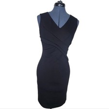 Tahari surplice sleeveless v-neck little black dress size 2