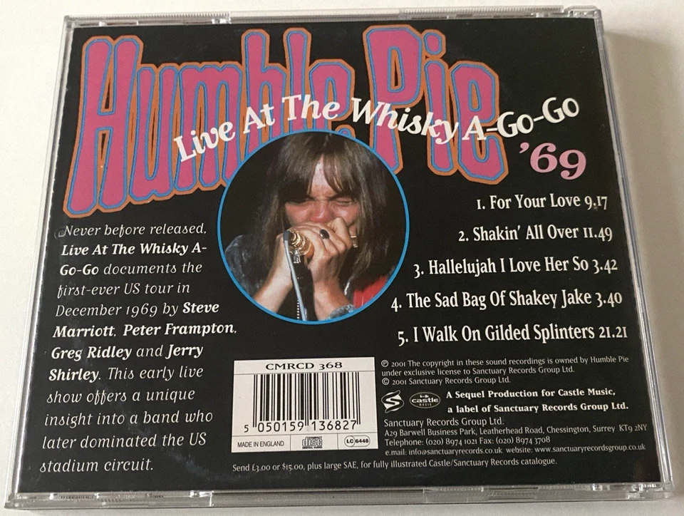Humble Pie – Live At The Whisky A-Go-Go '69 UK CD Album 2001 Steve Marriott - Image 2 of 2