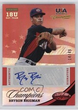2013 Panini USA Baseball Champions Mirror Red /49 Bryson Brigman #28 Auto fm0