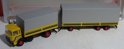 Herpa MAN F8 Plane Pritschen Jumbo Lastzug gelb/schwarz 1:87 OVP (1_2_30)