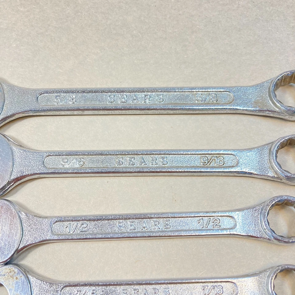 Juego de llaves combinadas vintage Sears 5 piezas SAE 12 puntos Japón Foto 3 de 4