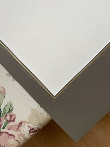 Passepartout Grau-Braun mit Goldrand ❤️ Einleger 52x52 cm / 44,5x31,5 cm - Bild 4 von 6