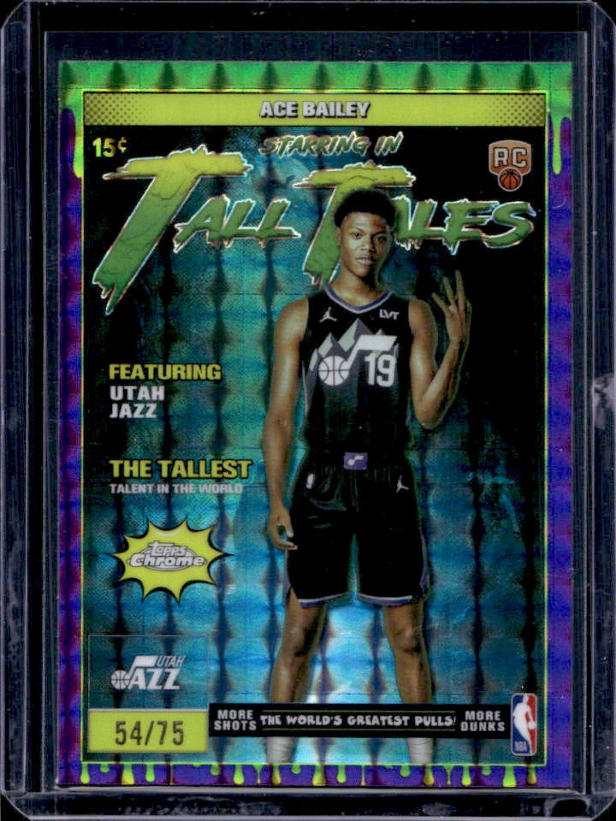 2025-26 Topps Chrome Ace Bailey Tall Tales RC Geometric Purple Refractor #54/75