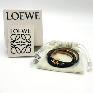Bracciale originale Loewe Anagramma Twist in pelle nero con scatola BA120061
