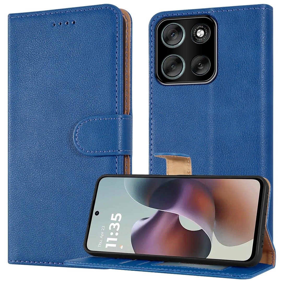 SEAHAI Cover per Motorola Moto G56 5G, Ultra Sottile Custodia Premium PU Pelle Portafoglio con Kickstand/Slot per Schede, Antiurto Flip Cover Libro - Blu