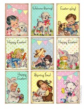 9 Retro Style Easter Kids Pocket Letter Cards Journal Scrapbook Card Crafts 64N