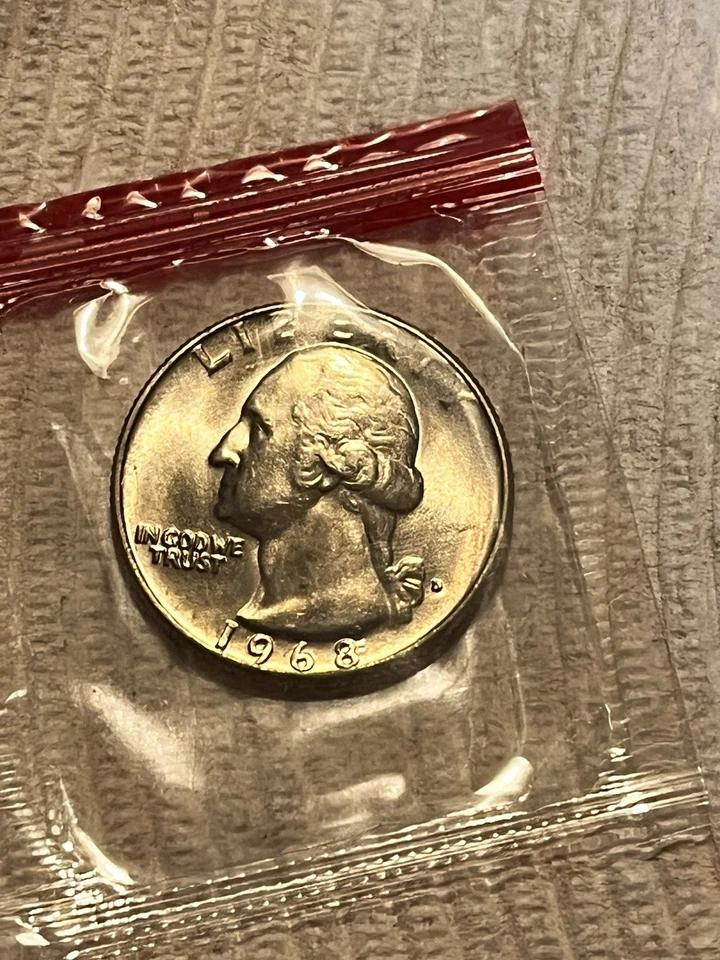 1968 D Washington Quarter ~ BRILLIANT COIN MINT UNC SEALED IN CELLO - Image 3 of 4