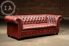 Vintage Tufted Leather Chesterfield Sofa in Burgundy