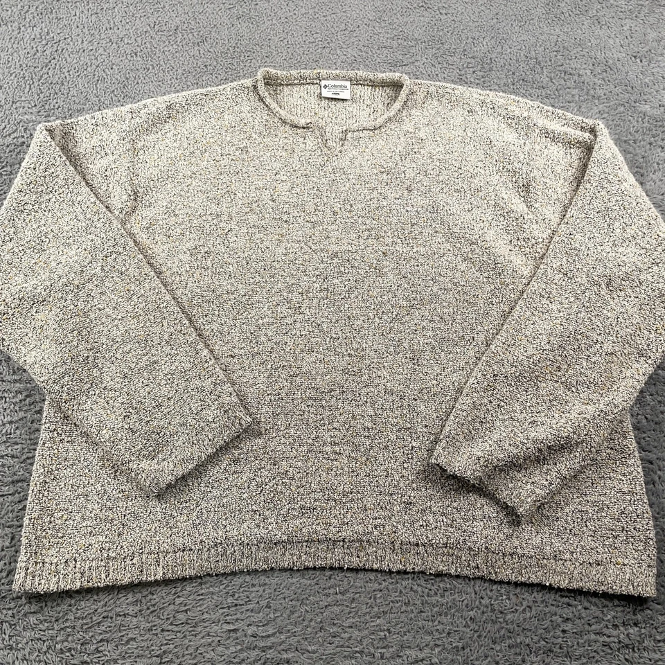 Suéter Columbia Vintage Para Mujer 2XL Gris Boucle Tejido Muesca Cuello Pullover 00s Foto 2 de 4