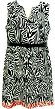 Black White Zebra Animal Print Sheath Dress Women 14 Artsy Emma & Michele Career