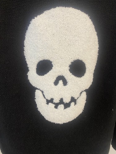 Mia & Tess Sweater Women's Small Black Skull Back Cardigan Shawl Collar - Picture 3 of 12