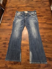 Big Star Jeans Women's Maddie 32R Bootcut Blue Distressed Cowgirl Rodeo Stretch