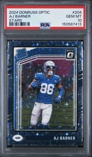 A J Barner 2024 Donruss Optic Stars Rookie Short Print PSA 10 GEM MINT