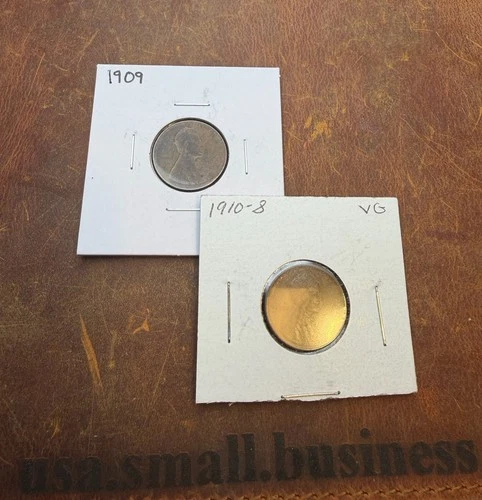 1909 & 1910-S Lincoln Wheat Cent Lot - First Year Plain + Semi-Key Date -VG/Fine