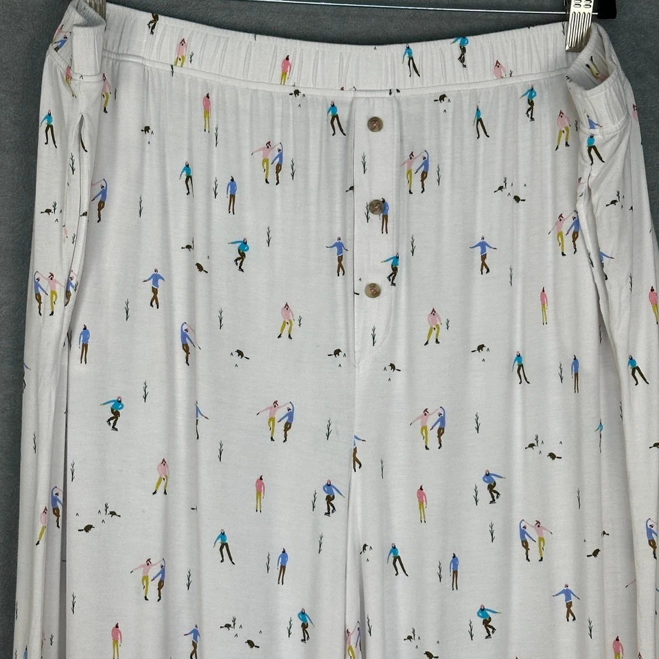 Pantalones de pijama Anthropologie para mujer 3X blancos Emily Isabella invierno patinador vacaciones Foto 2 de 4