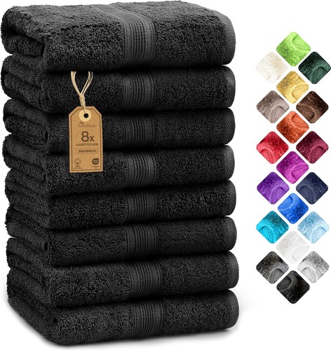 NatureMark Set of 8 Hand Towels - 100% Cotton - 20x40 Bathroom Towels