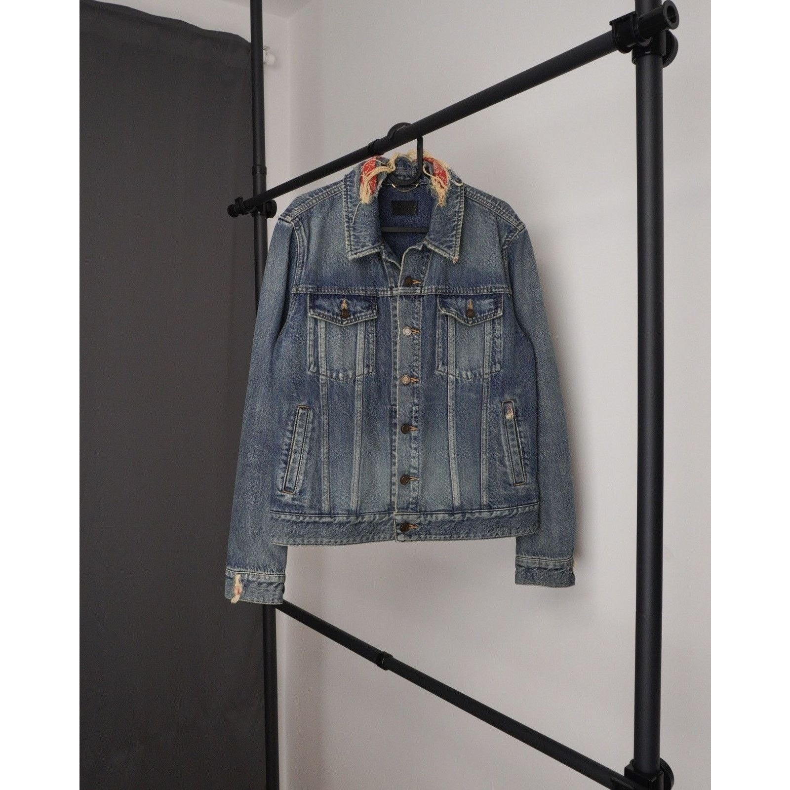 Giacca denim Saint laurent bandana effetto invecchiato