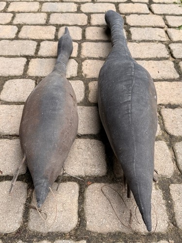 A Pair of Primitive Canvas Goose Decoy Farmhouse Folk Art Country Decor Handmade