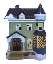 Cobblestone Corners Minitures Christmas Village Green House Tea light candle 