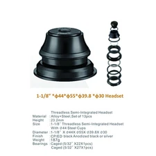 13pcs 1-1/8" Threadless Bicycle Headset Combo 44mm-55mm for Tapered Frame/ Fork