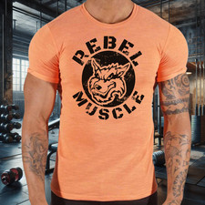 WEIGHTLIFTING T-SHIRT - BODYBUILDING T-SHIRT. MUSCLE SHIRT, GYM APAREL ORANGE L