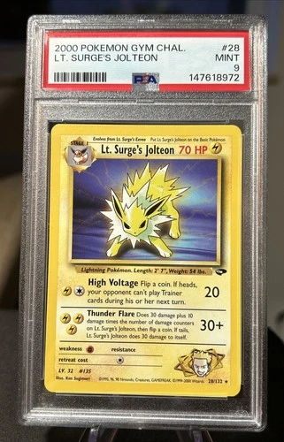 2000 Pokemon Gym Challenge #28 Lt. Surge's Jolteon PSA 9 MINT - NEW CERT