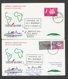 Tristan da Cunha 2 x covers Commemorating the Return of Islanders on MV Bornholm