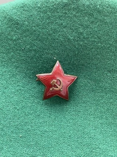 USSR Soviet Russian WW2 Red Army biggest cap hat badge red star. Rare. 1930-s.