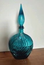 Empoli Blue Green Genie Bottle Decanter w/ Stopper