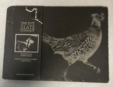 The Just Slate Company Pheasant Black Cheese Board 10x14 NWT Made In Scotland 