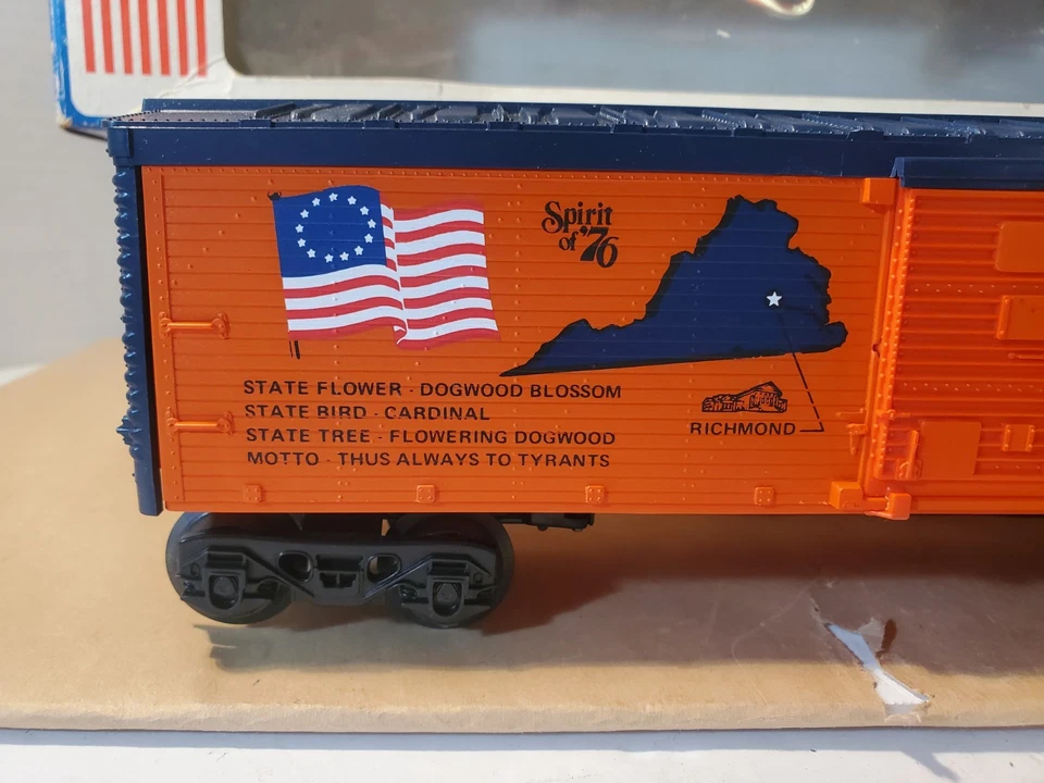 Vintage 1975 Lionel 6-7610 State of Virginia Single Door Box Car EX OB - Image 2 of 4