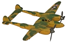 VINTAGE HUBLEY P-38 LIGHTNING,YELLOW,CAMO/DIECAST METAL,FULL LANDING GEAR