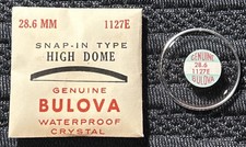 Vtg BULOVA Snap-In Type High Dome 1127E Watch Waterproof Crystal 28.6 MM NOS