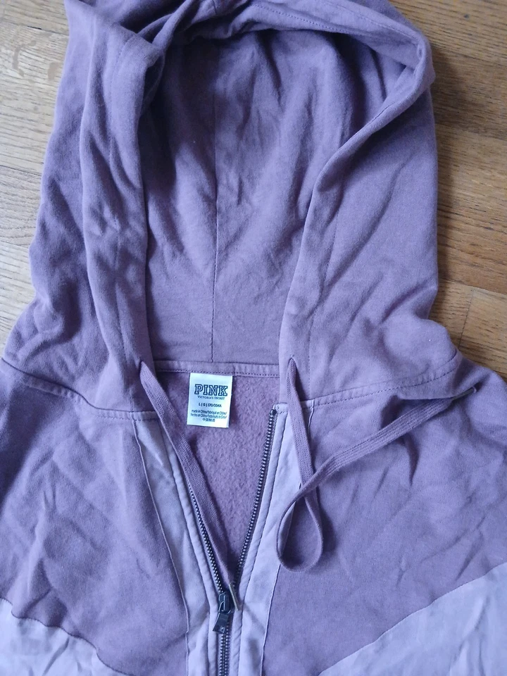 ROSA Victorias Secret Sudadera con Capucha Cremallera Completa Ala de Murciélago Mangas Dolman Malva L Foto 4 de 4