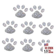 Car Dog Paw Print Stickers Decals, Bling Rhinestone Sticker Cat Paw 8 pcs