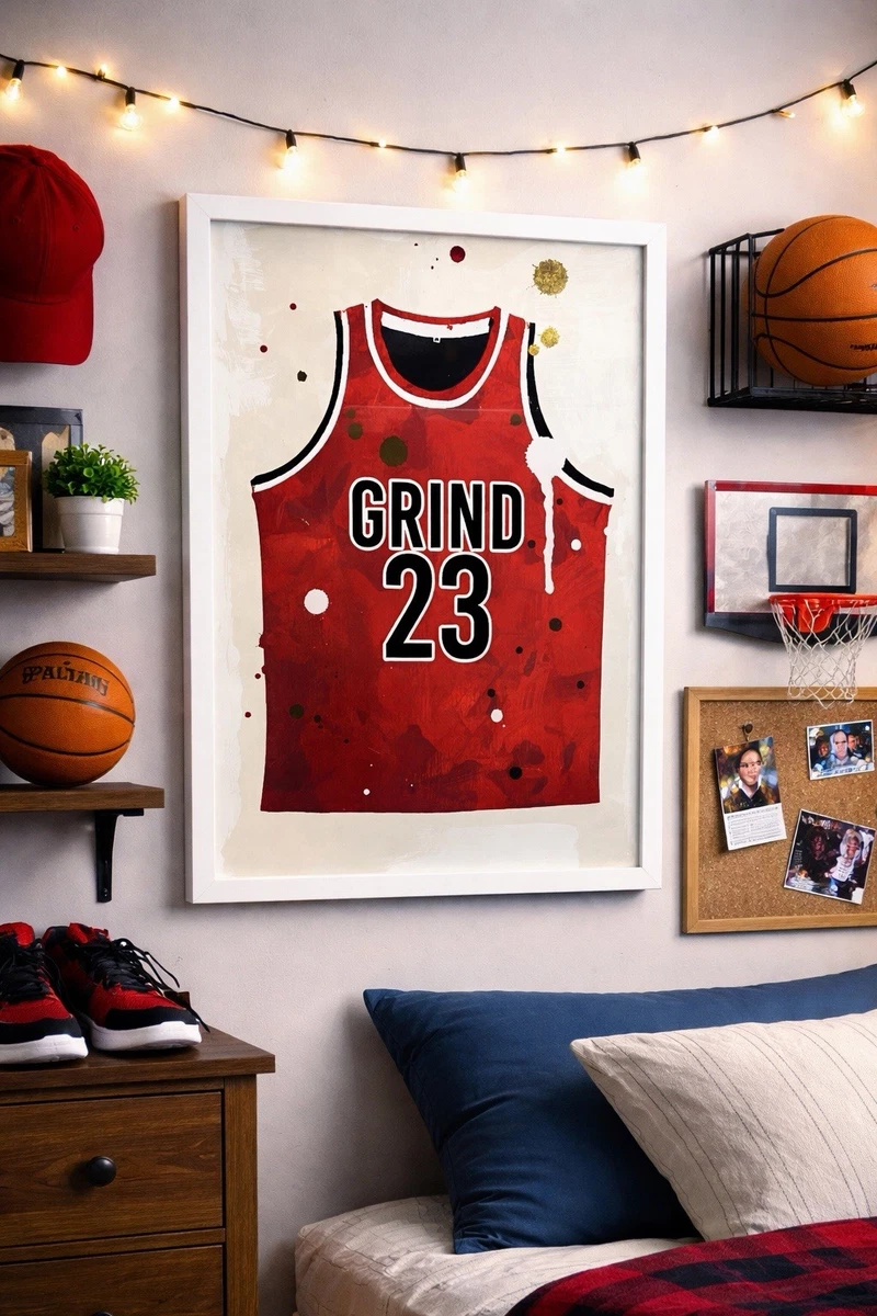 Hatcher & Ethan, Bulls Insp #23 "Grind Jersey", Wandbild gerahmt Basketball Kunst