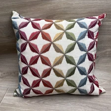 Hejsa Ikat Throw Pillow 20x20 Multicolor Geometric Print Down Insert