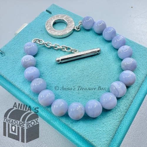 Tiffany & Co. Bracciale Agata Pizzo Blu 8mm Argento 925 8" (bx, pch, rbbn - Foto 2 di 8