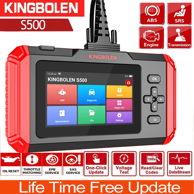 KINGBOLEN S500 Car OBD2 Scanner Code Reader Check Engine ABS SRS Diagnostic  Tool