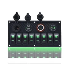 Geloo 8 Gang Marine Rocker Switch Panel, Boat Switch Panel Waterproof, 12V Sw...