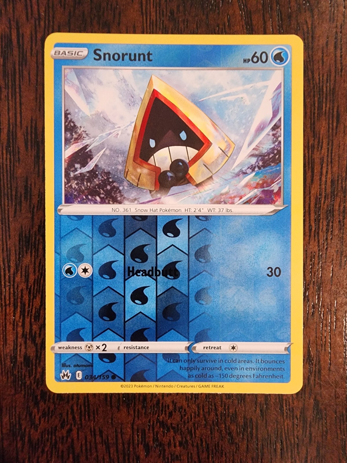 Snorunt Reverse Holo  34/159 Pokémon TCG Crown Zenith