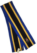 Rugby By Ralph Lauren Embroidery Stitched Rose 100 Wool Scarf Black/Yellow/Blue